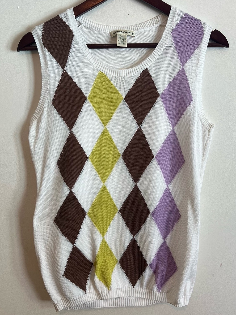 Fairway & Greene Women’s S/P Argyle Pima Cotton Golf Sweater Vest